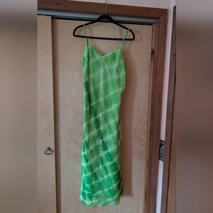 Vintage Green Tie-Dye Maxi Dress